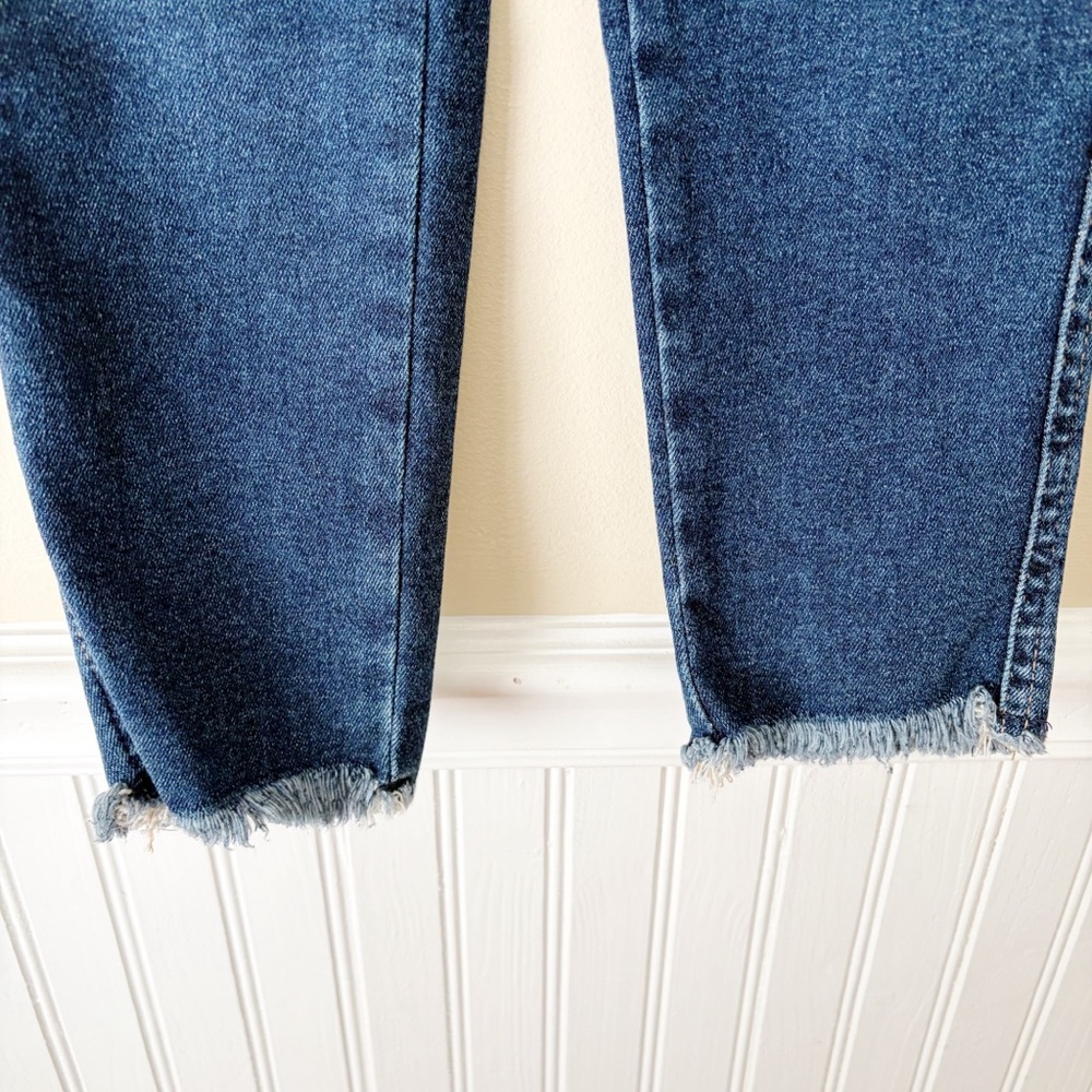 Free People | High Rise Jeggings Jeans Raw Frayed Hem Deep Indigo Size 28 NWT - Picture 5 of 8